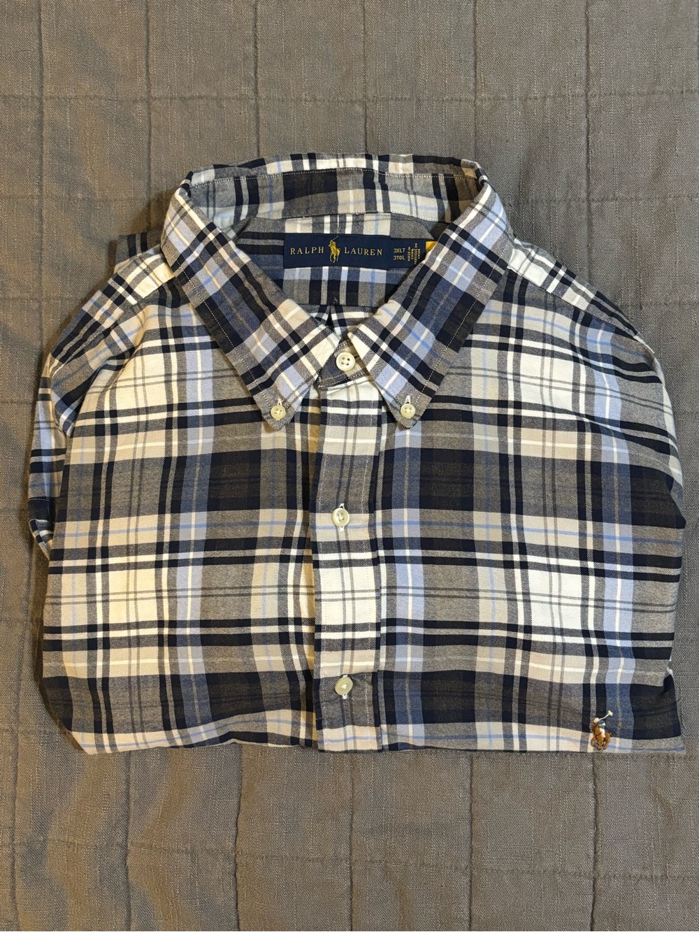 Ralph Lauren Men’s Navy & White Plaid Button-Down Shirt Size 3XL